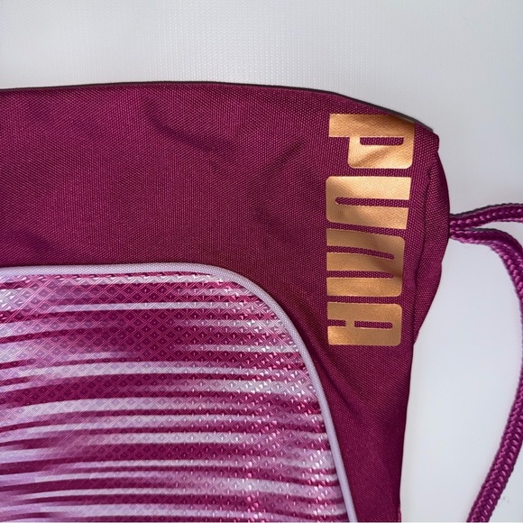 Puma Pink Drawstring Bag outside zipper pocket 1 inside zip pocket - Picture 7 of 8